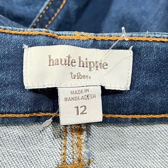 Haute Hippie Mid Rise Medium Wash Denim Jeans with Lace Hem Women’s 12 - Picture 2 of 6
